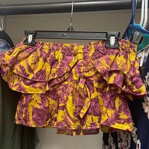 Yellow and Purple Tropical Crop Top